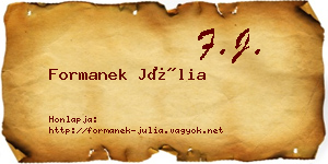 Formanek Júlia névjegykártya