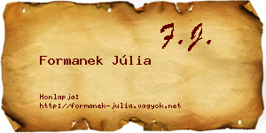 Formanek Júlia névjegykártya